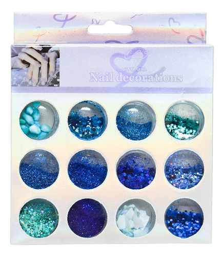 Set X12 Frasquitos Glitter Lentejuela Surtido Uñas Nail Art