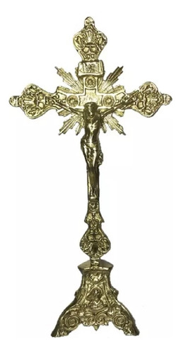 Crucifixo Mesa Altar Todo Trabalhado Bronze Igrejas Bispos