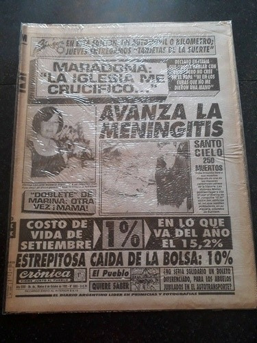 Diario Crónica 6 10 1992 Maradona Meningitis Marina Lezcano 