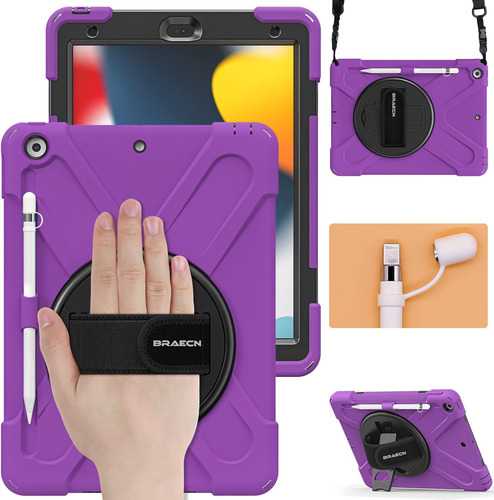 Funda New iPad Braecn 10.2 9a/8a/7agen C/portalápices/purple