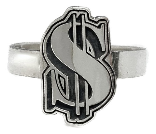 Anillo Signo Peso Dólar Dinero Abundancia Plata 925 Plata 925 C - Grande Plata 925