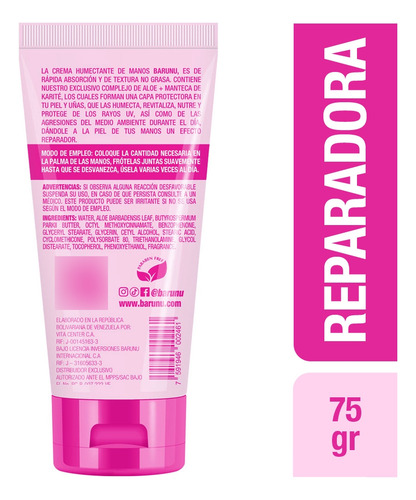 Crema De Manos Con Aloe Y Manteca De Karité Barunu