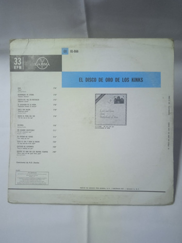Lp Disco De Acetato De Los Kinks El Disco De Oro (Usado)