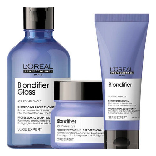 Loreal  Blondifier Shampoo Gloss,acondicionador Y Máscara