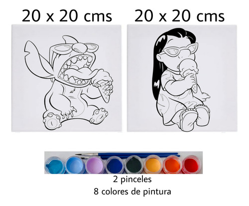 Lienzos Para Pintar A Lilo Y Stitch Pintura Incluida