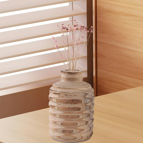Florero De Madera Con Acabado, Florero Seco, Mesa 10cmx15cm