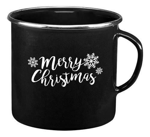 Juego De 6 Tazas Grandes Cinsa Peltre Frase Merry Christmas Color Negro Taza