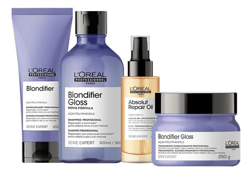 Kit L'oréal Blondifier Gloss + Absolut Repair (4 Produtos)