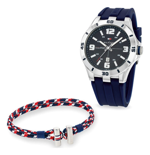 Reloj Tommy Hilfiger Azul 2770147 Gift Set Pulsera Hombre