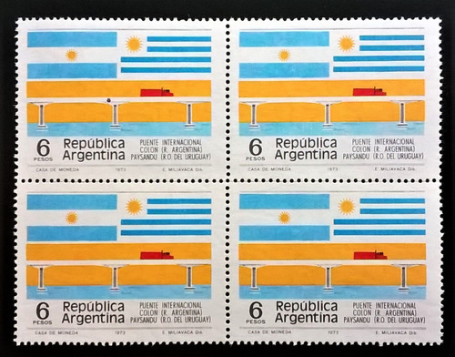 Argentina, Cuadro Gj 1703 Puente Int Colón 1975 Mint L12372
