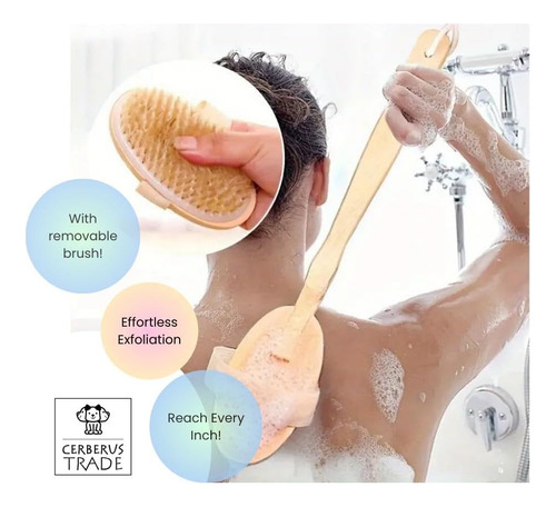 Limpiador De Espalda Para Ducha, Cepillo De Ducha De Esponja