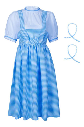 Lvling Disfraz De Oz Dorothy Para Mujer Vestido Azul A Cuadr