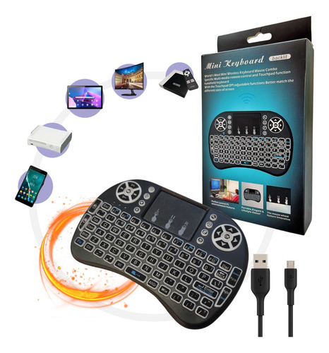 Mini Teclado Inalámbrico Con Iluminación Smart Tvs Consolas Teclado Negro