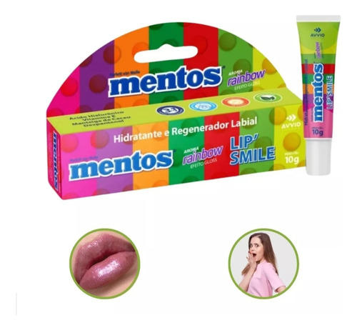 Protetor Labial Mentos Lip Smile Rainbow Efeito Gloss 10g