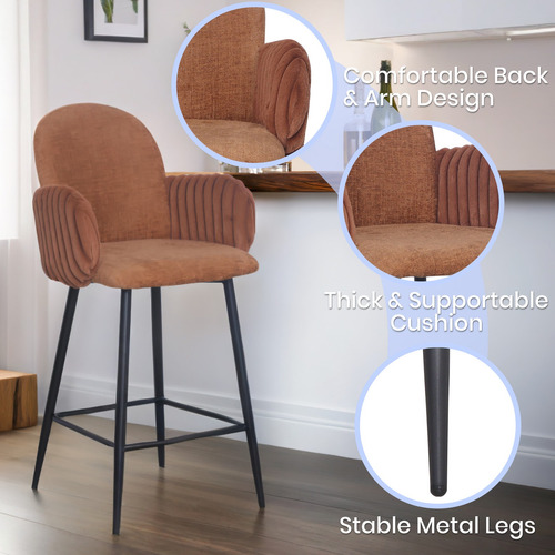 Set 2 Banco Para Barra Desayunadora Para Cocina Taburete Bar Laqueado Marrón
