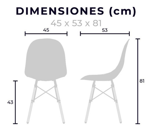 Set De 4 Sillas Eames Para Comedor Con Base Color Nogal