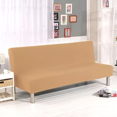 Capa De Sofá Sem Braço Fundas De Futon  1,20 M Até 1,40 M Cor Avelã