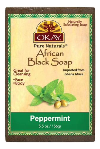 Okay Pure Naturals Jabon Negro Africano Menta 5.5 Oz / 156gr