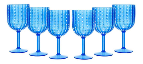6 Taças De Acrílico Orquídea Azul 350ml Wolff