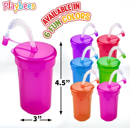 Vasos De Neon Para Beber, 6 Oz., Vasos Coloridos Y A Prueba