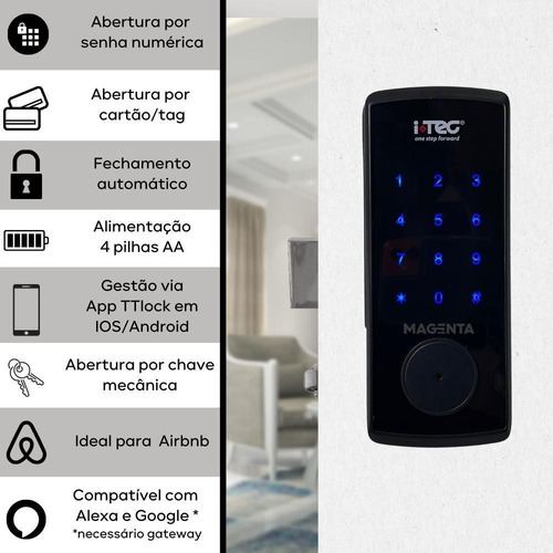 Imagem 2 de 5 de Fechadura Imab Itec Imcode3 Com Hub Alexa Coworking E Airbnb