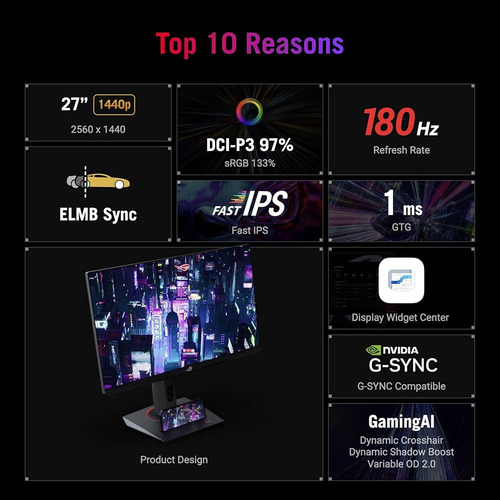 Monitor Asus Rog Strix 27 Qhd 180hz 1ms Usb-c Hdr400