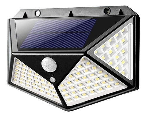 Luminária Solar 100 Led Com Sensor De Presença A Prova Dágua Cor Preto 110V/220V