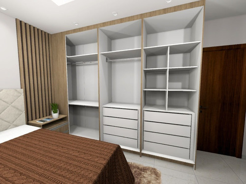 Projeto 3d Quarto E Cozinha Com Sala Integrada