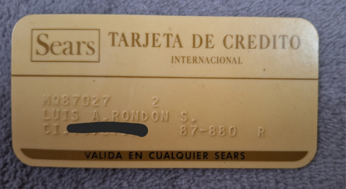 ¡coleccionable! Tarjeta De Crédito Sears 