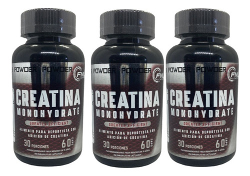 Pack 3 Creatina 60 Cápsulas C/u 500 Mg Fnl Mas Energia.