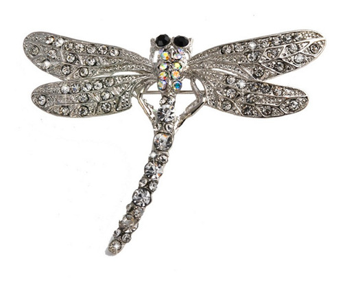 Broche Retrô Vintage Prateado Dragonfly Bird