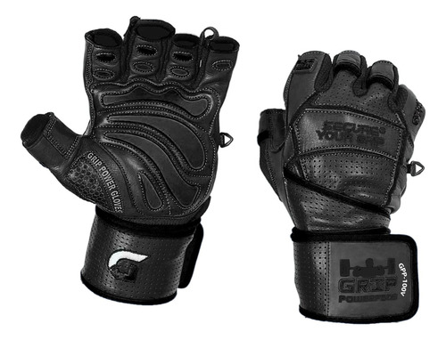 (small, Black) - Elite Leather Gym Gloves With Built In 5.1c