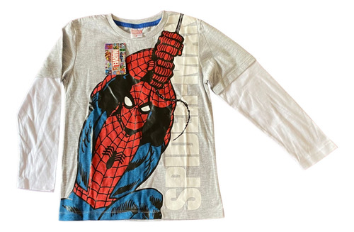 Polera Spiderman Manga Larga Talla 8 - Original Marvel