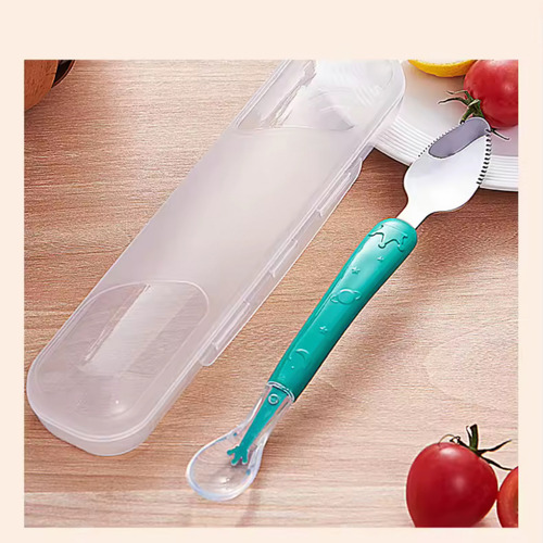 Cuchara Bebé Silicona Para Alimentos De Doble Cabeza Chufi Verde