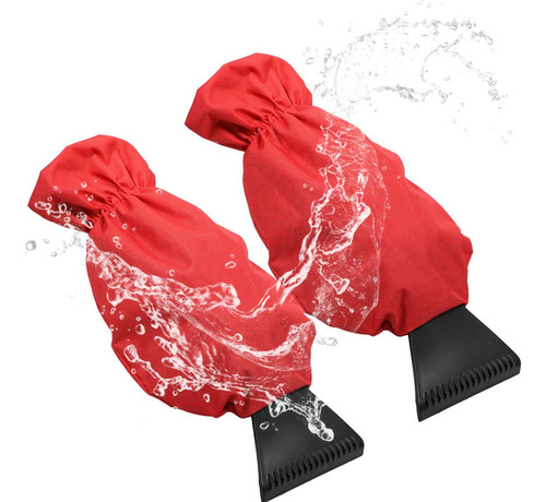 Prevenga Los Rasguños Auto Snow Ice Scraper Mitt Rojo