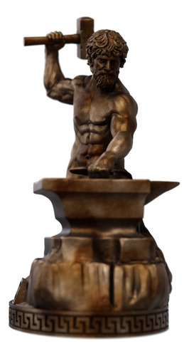 Estátua Hefesto Deus Vulcano Estatueta Resina Cor Cor Cobre Antigo