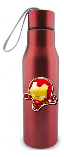 Termo Iron Man Botilito Botella Aluminio Rojo 650 Ml 