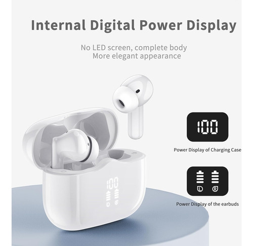Wireless Earbud, Bluetooth 5.3 Headphones Deep Bass With 4 H