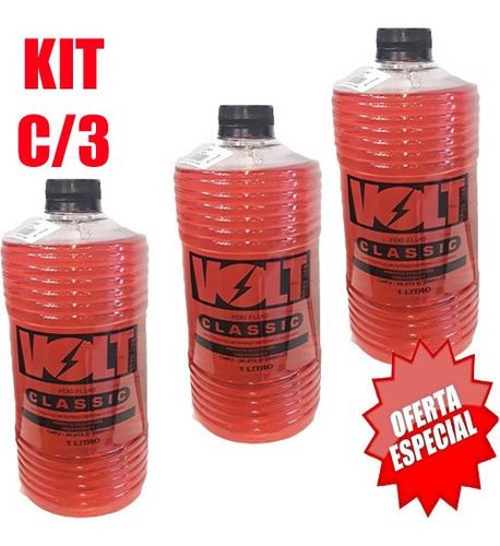 Kit C/3 Fluído Volt Show P/máquinas De Fumaça Classic 1 L