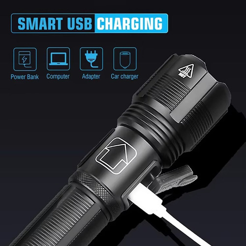 Linterna Led De Alto Brillo Xhp70, Power Bank