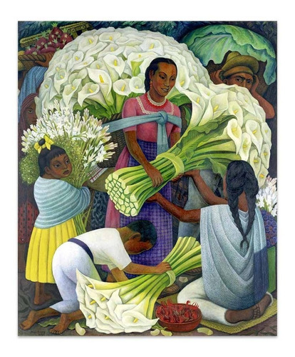 Cuadro Canvas Vendedora De Flores Diego Rivera 49x60 M Y C
