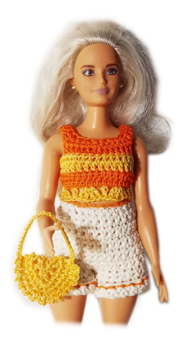 Conjuntos Ropa Tejida Crochet Muñeca Barbie Curvy 