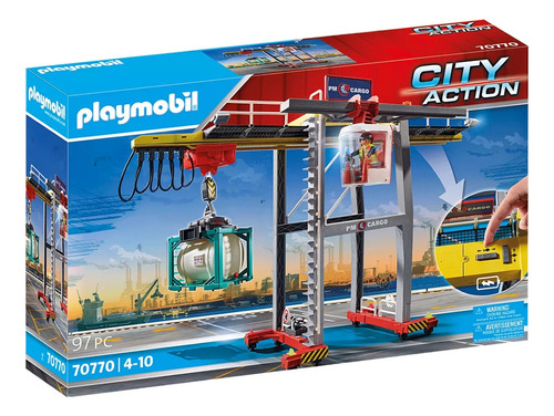 Figura Armable Playmobil City Action Grúa Con Contenedores 97 Piezas 3+