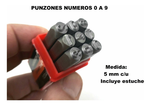 Punzones De Numeros Graba Chapa Cuero Suela 5mm