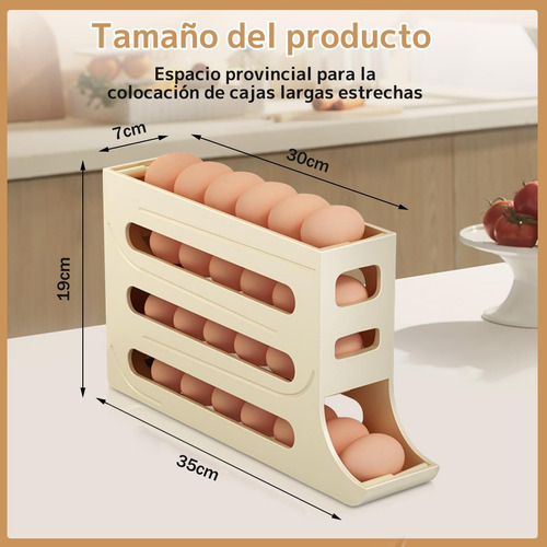 Caja Almacenamiento Huevos Para Refrigerador, Estante Ruedas