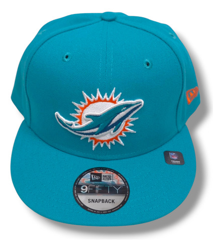 Gorra New Era Delfines Clásica Snapback Turquesa Broche Delfines