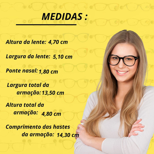 Armação Óculos Retangular Grau Feminina Metal / Agatha