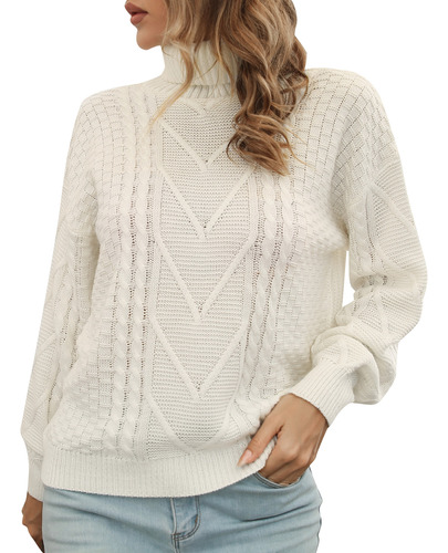 Jersey Casual De Cuello Alto Holgado Para Mujer