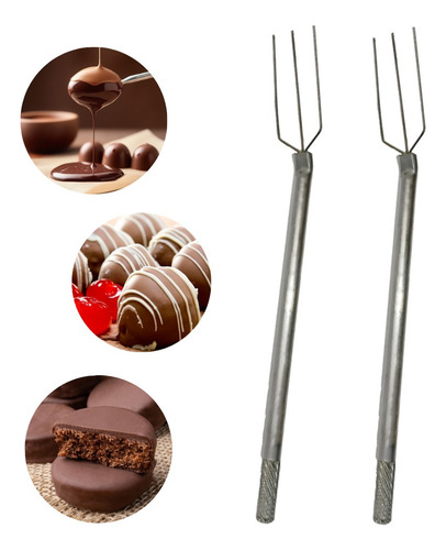 Kit 2 Garfos 3 Pontas Para Banhar Bombons Trufas Pão De Mel