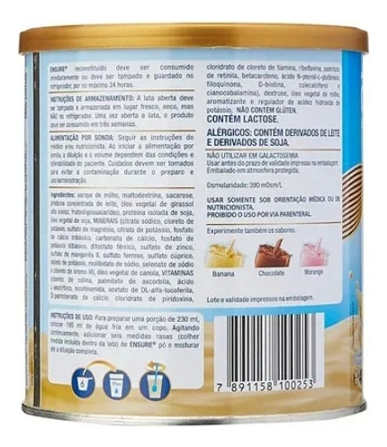 Ensure Baunilha Kit 4 Latas Suplement 400g Baunilha